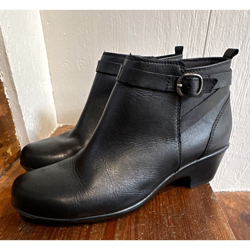 Clarks Women's Sz 8.5 Artisan Leyden Summit Ankle Boots Black Comfort EUC
